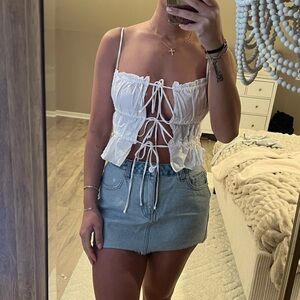 White lace up top